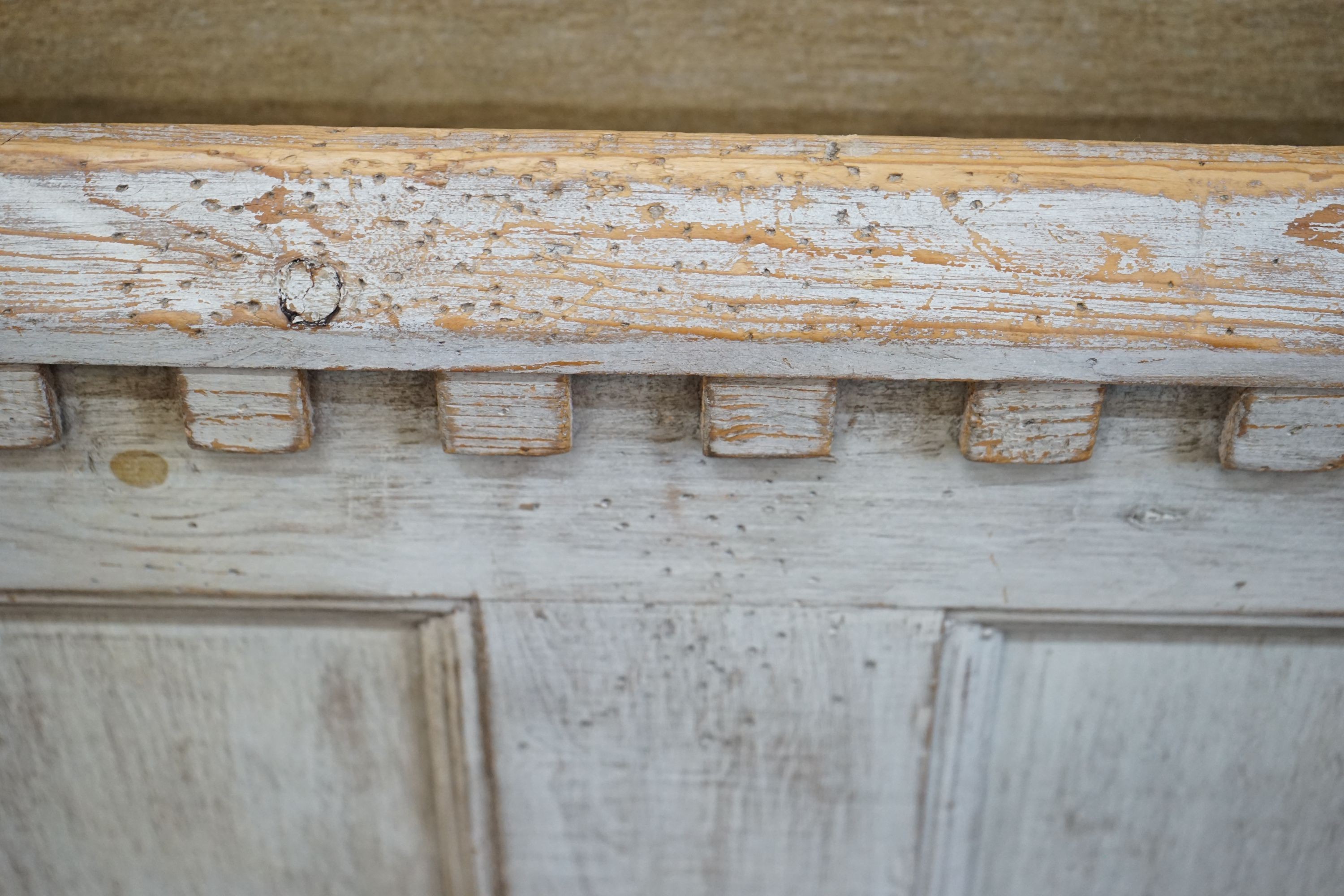 A large reproduction Gothic revival oak bedframe in the manner of Pugin, width 200cm